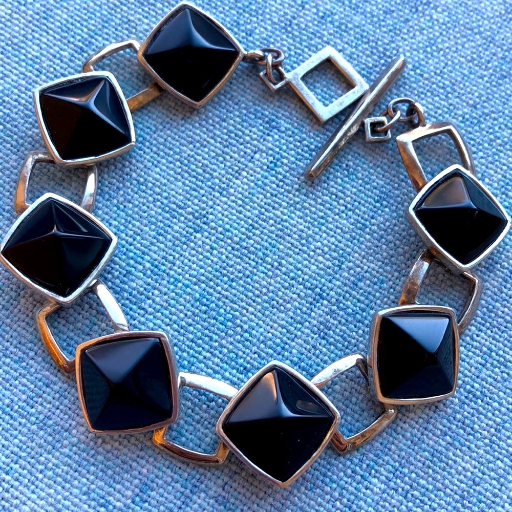 VTG sterling silver BARSE Onyx bracelet Thailand